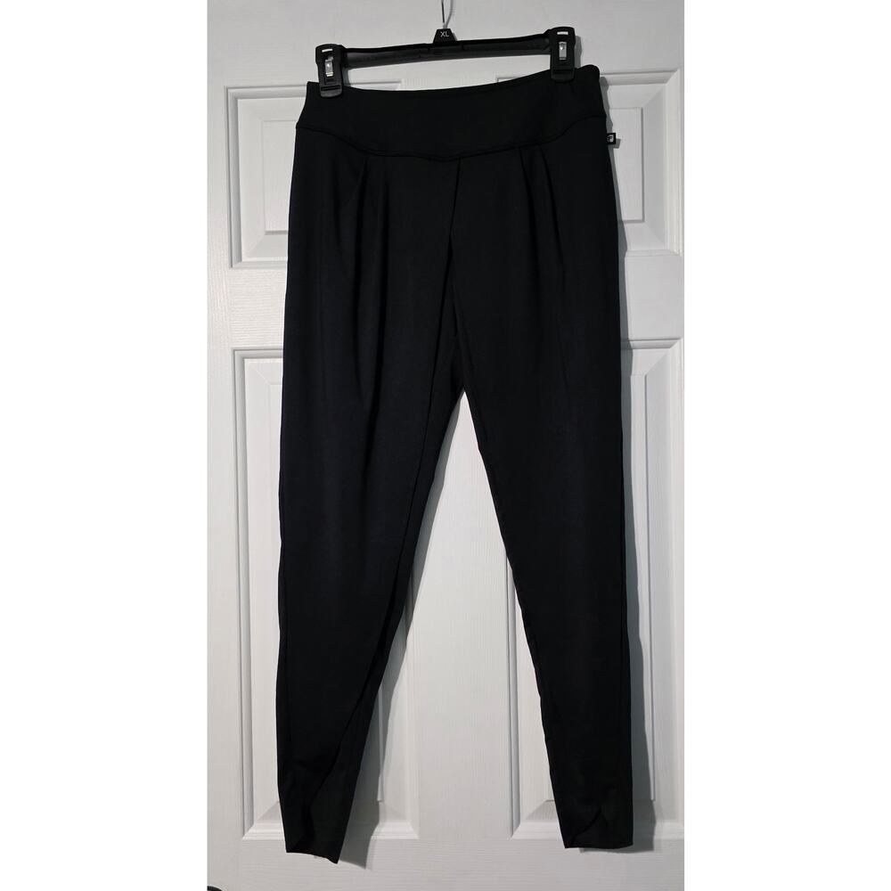 Fabletics Black Faux Wrap Front Stretch Knit Tapered Harem Pants Size Small
